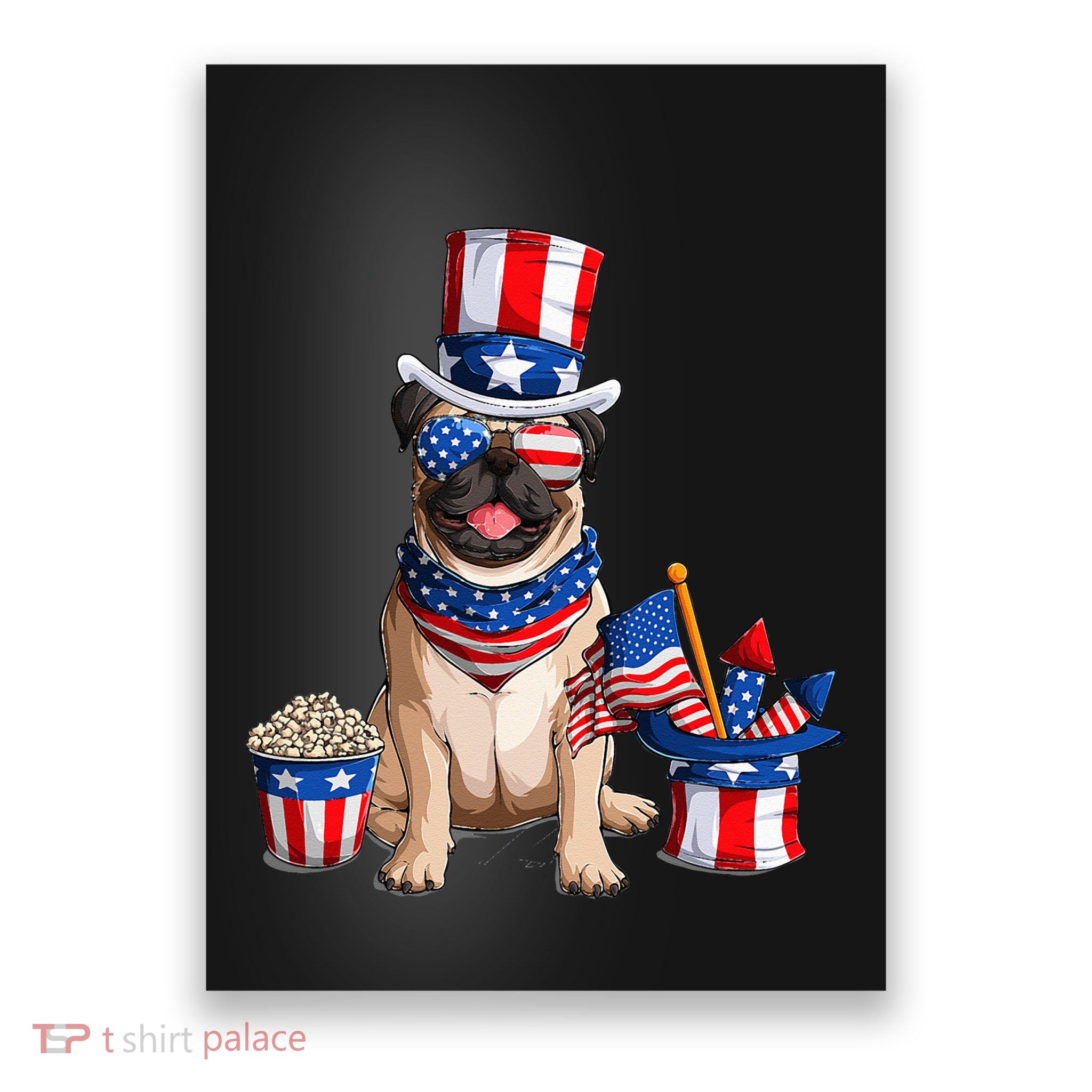 Pug 4th July American Flag Independence Day T Poster