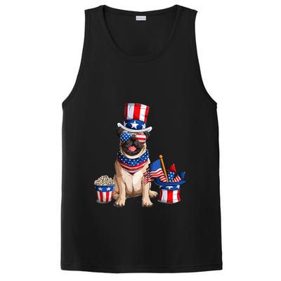 Pug 4th July American Flag Independence Day T PosiCharge Competitor Tank