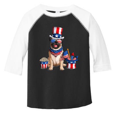 Pug 4th July American Flag Independence Day T Toddler Fine Jersey T-Shirt