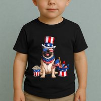 Pug 4th July American Flag Independence Day T Toddler T-Shirt