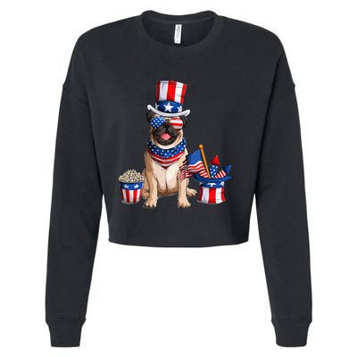 Pug 4th July American Flag Independence Day T Cropped Pullover Crew