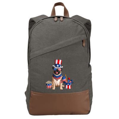 Pug 4th July American Flag Independence Day T Cotton Canvas Backpack