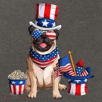 Pug 4th July American Flag Independence Day T Cotton Canvas Backpack