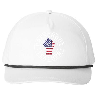 Patriotic 4Th July Teacher Preschool Teacher Cool Gift Snapback Five-Panel Rope Hat