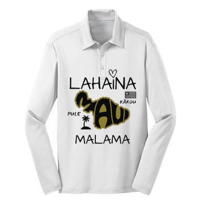 PRAY 4 LAHAINA Malama Maui Strong Silk Touch Performance Long Sleeve Polo