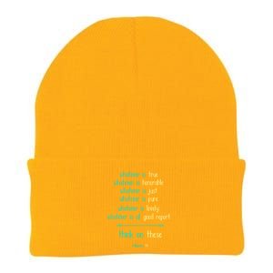 Philippians 4:8 Meditate On These Christian Christianity Gift Knit Cap Winter Beanie