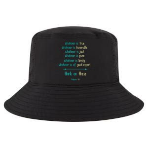 Philippians 4:8 Meditate On These Christian Christianity Gift Cool Comfort Performance Bucket Hat