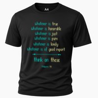 Philippians 4:8 Meditate On These Christian Christianity Gift Cooling Performance Crew T-Shirt