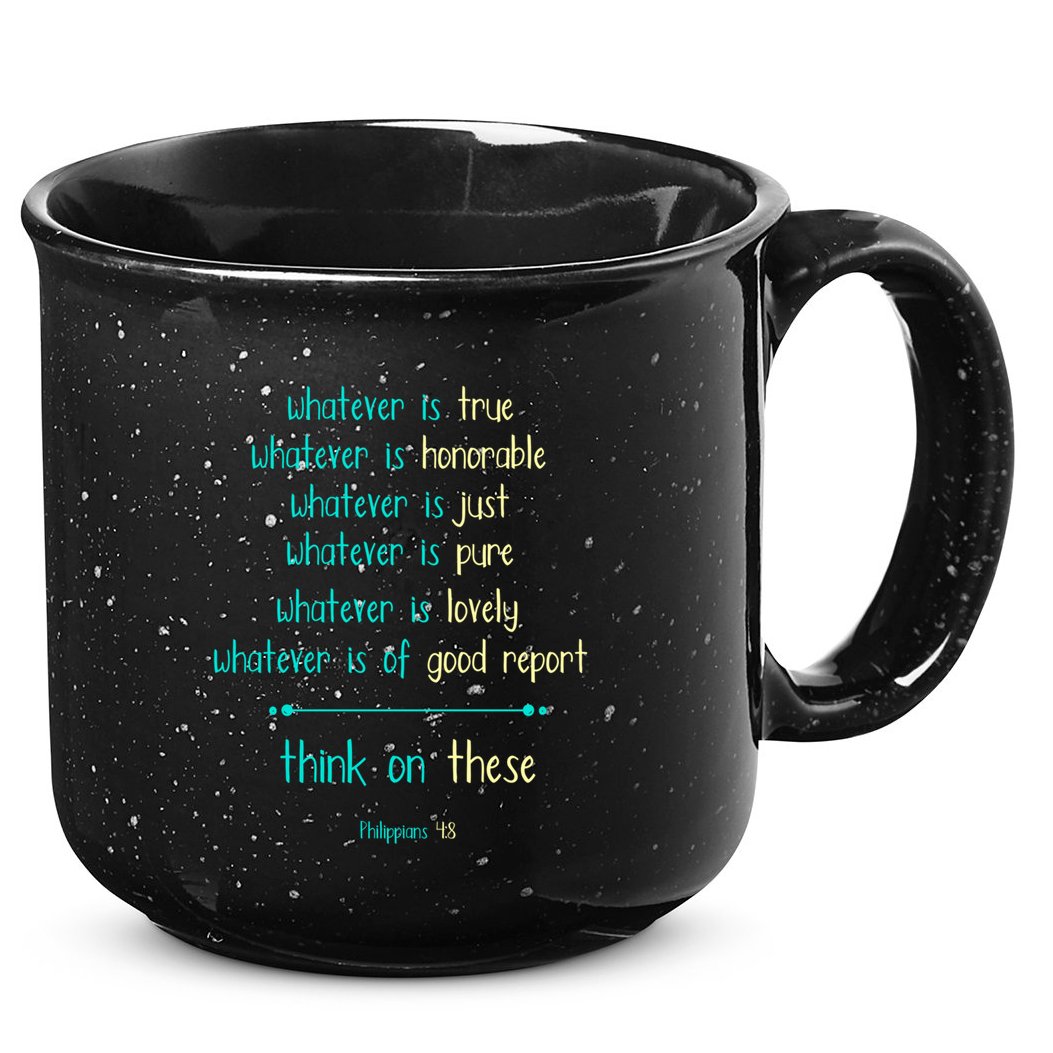 Philippians 4:8 Meditate On These Christian Christianity Gift 15oz Campfire Ceramic Mug