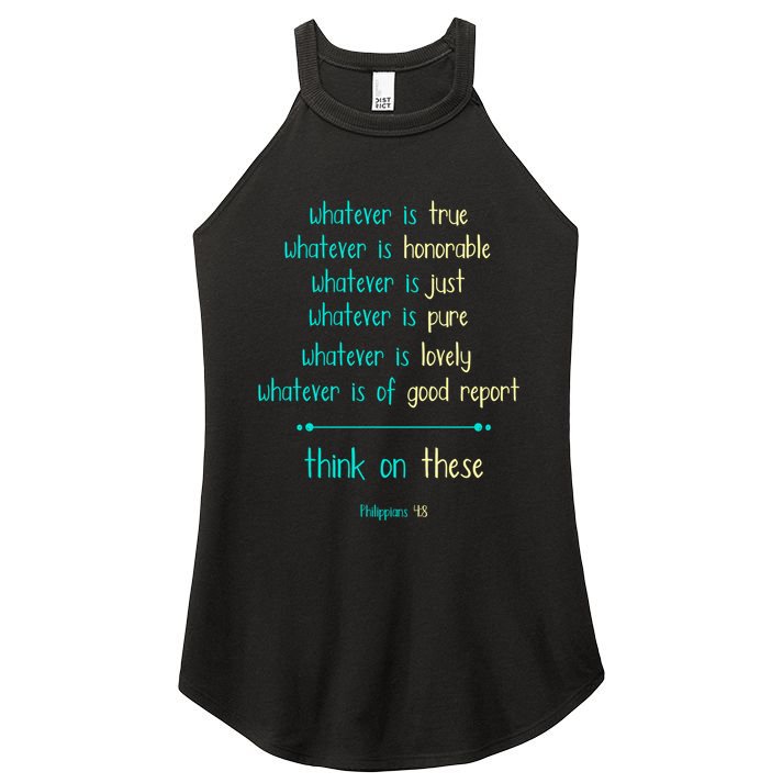 Philippians 4:8 Meditate On These Christian Christianity Gift Women's Perfect Tri Rocker Tank