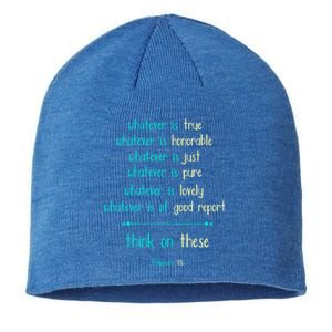 Philippians 4:8 Meditate On These Christian Christianity Gift Sustainable Beanie