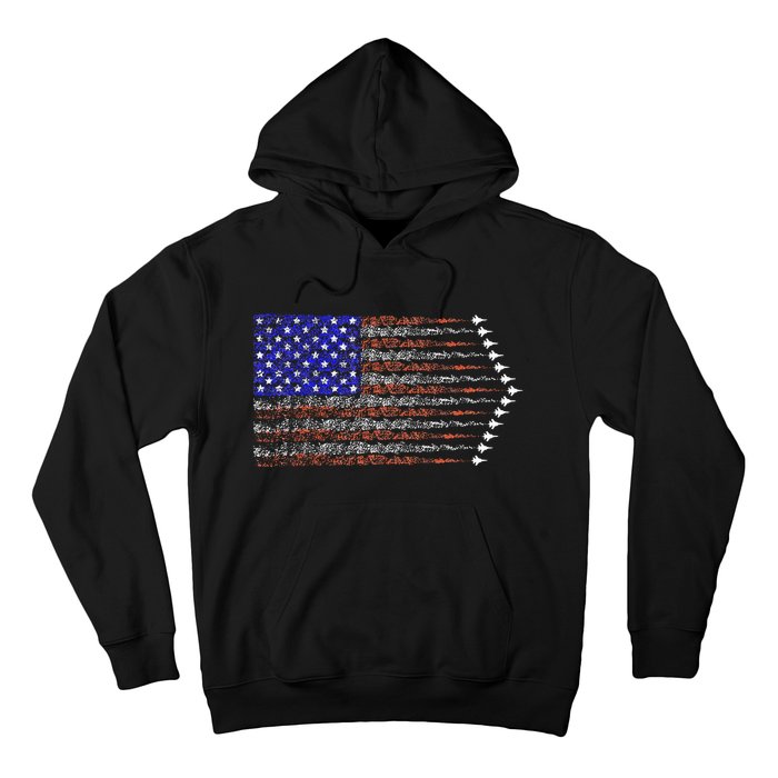 Patriotic 4th Of July USA American Flag Fighter Jets Hoodie