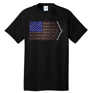 Patriotic 4th Of July USA American Flag Fighter Jets Tall T-Shirt