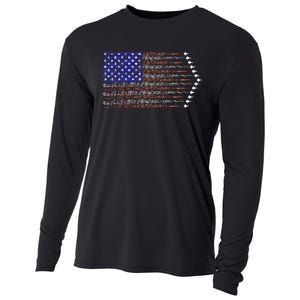 Patriotic 4th Of July USA American Flag Fighter Jets Cooling Performance Long Sleeve Crew