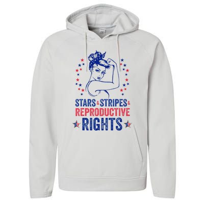 Patriotic 4th Of July Stars Stripes Reproductive Right Performance Fleece Hoodie