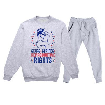 Patriotic 4th Of July Stars Stripes Reproductive Right Premium Crewneck Sweatsuit Set