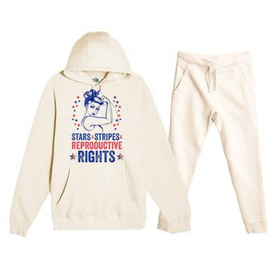 Patriotic 4th Of July Stars Stripes Reproductive Right Premium Hooded Sweatsuit Set