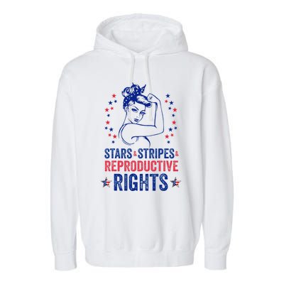 Patriotic 4th Of July Stars Stripes Reproductive Right Garment-Dyed Fleece Hoodie