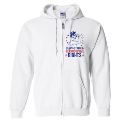 Patriotic 4th Of July Stars Stripes Reproductive Right Full Zip Hoodie