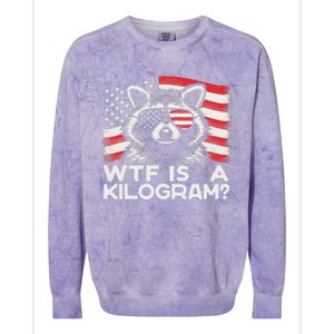 Patriotic 4th Of July Usa Pride Wtf Is A Kilogram Raccoon Colorblast Crewneck Sweatshirt