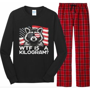 Patriotic 4th Of July Usa Pride Wtf Is A Kilogram Raccoon Long Sleeve Pajama Set