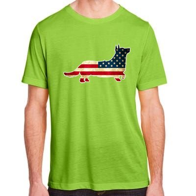 Patriotic 4th Of July Corgi Dog American Flag Adult ChromaSoft Performance T-Shirt