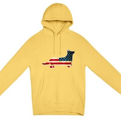 Patriotic 4th Of July Corgi Dog American Flag Premium Pullover Hoodie