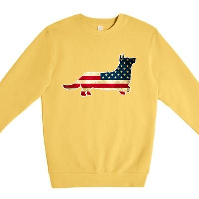 Patriotic 4th Of July Corgi Dog American Flag Premium Crewneck Sweatshirt