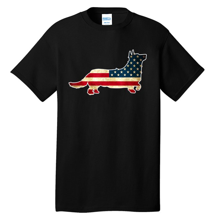 Patriotic 4th Of July Corgi Dog American Flag Tall T-Shirt