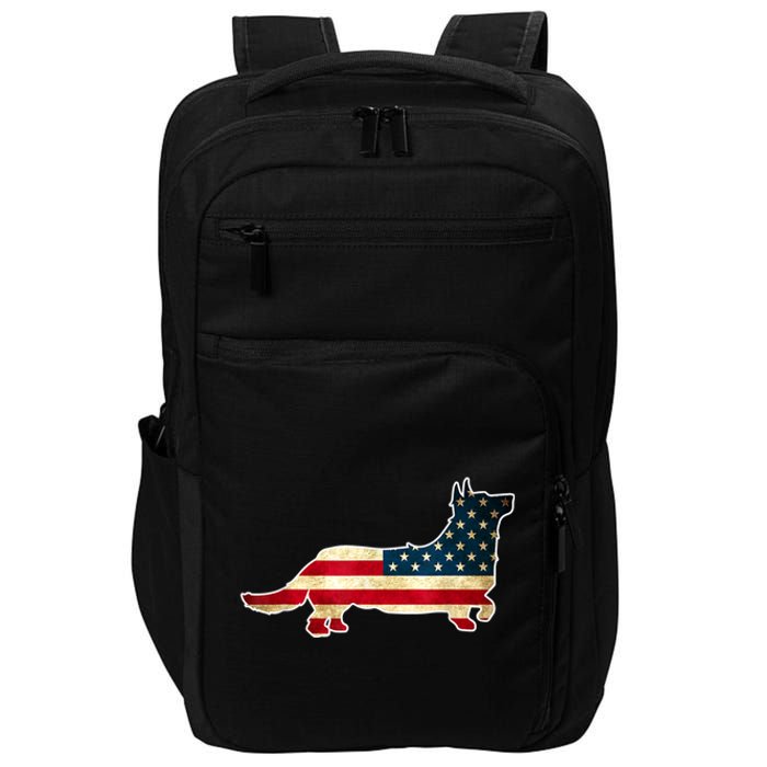 Patriotic 4th Of July Corgi Dog American Flag Impact Tech Backpack