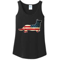 Patriotic 4th Of July Corgi Dog American Flag Ladies Essential Tank