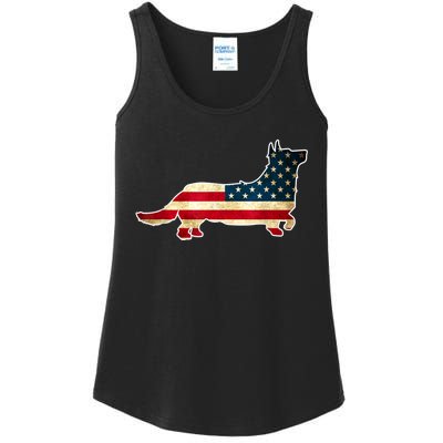 Patriotic 4th Of July Corgi Dog American Flag Ladies Essential Tank