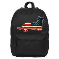 Patriotic 4th Of July Corgi Dog American Flag 16 in Basic Backpack