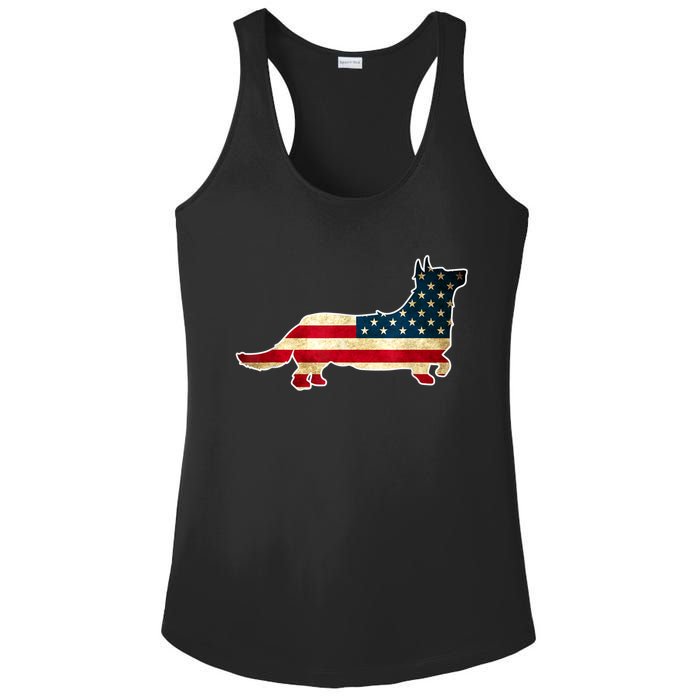 Patriotic 4th Of July Corgi Dog American Flag Ladies PosiCharge Competitor Racerback Tank