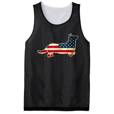 Patriotic 4th Of July Corgi Dog American Flag Mesh Reversible Basketball Jersey Tank