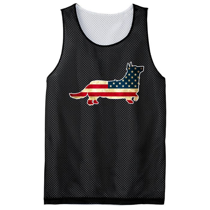 Patriotic 4th Of July Corgi Dog American Flag Mesh Reversible Basketball Jersey Tank