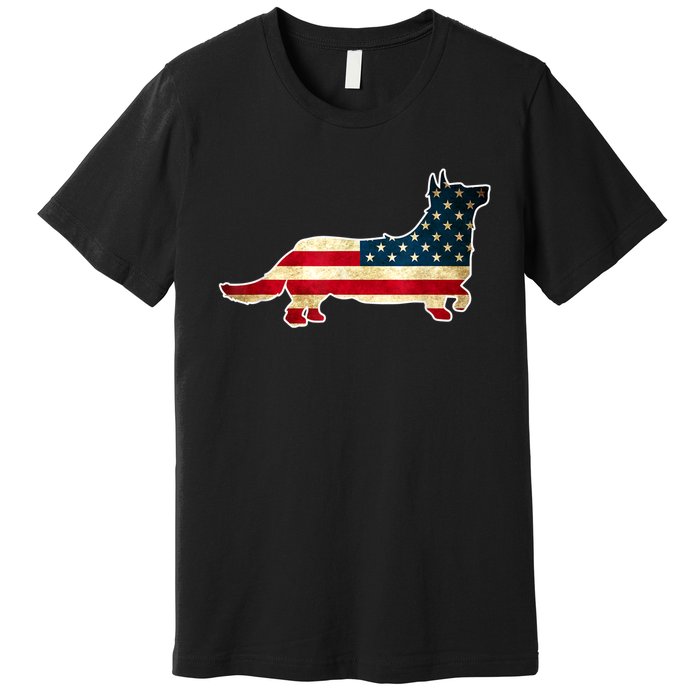 Patriotic 4th Of July Corgi Dog American Flag Premium T-Shirt