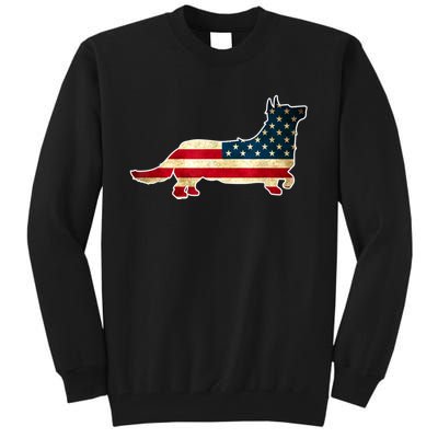 Patriotic 4th Of July Corgi Dog American Flag Tall Sweatshirt