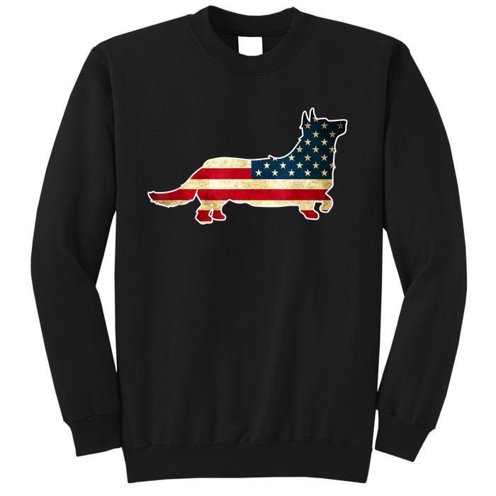 Patriotic 4th Of July Corgi Dog American Flag Tall Sweatshirt