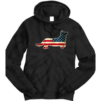 Patriotic 4th Of July Corgi Dog American Flag Tie Dye Hoodie