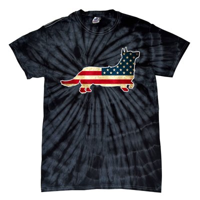 Patriotic 4th Of July Corgi Dog American Flag Tie-Dye T-Shirt