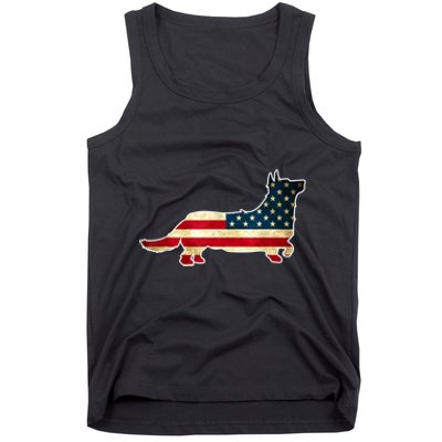 Patriotic 4th Of July Corgi Dog American Flag Tank Top