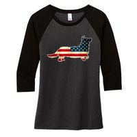 Patriotic 4th Of July Corgi Dog American Flag Women's Tri-Blend 3/4-Sleeve Raglan Shirt