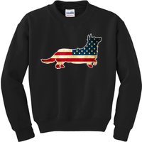 Patriotic 4th Of July Corgi Dog American Flag Kids Sweatshirt