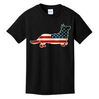 Patriotic 4th Of July Corgi Dog American Flag Kids T-Shirt