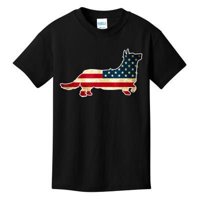 Patriotic 4th Of July Corgi Dog American Flag Kids T-Shirt