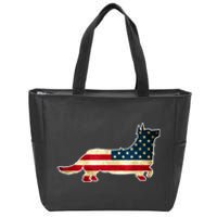 Patriotic 4th Of July Corgi Dog American Flag Zip Tote Bag