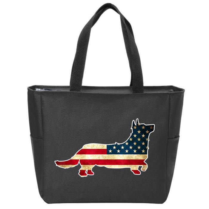 Patriotic 4th Of July Corgi Dog American Flag Zip Tote Bag