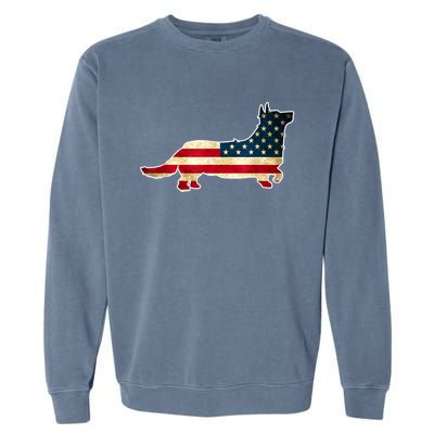 Patriotic 4th Of July Corgi Dog American Flag Garment-Dyed Sweatshirt