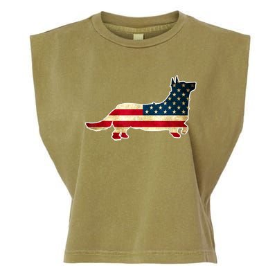 Patriotic 4th Of July Corgi Dog American Flag Garment-Dyed Women's Muscle Tee